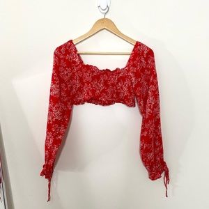 Urban Outfitters Floral Print Red Crop Top